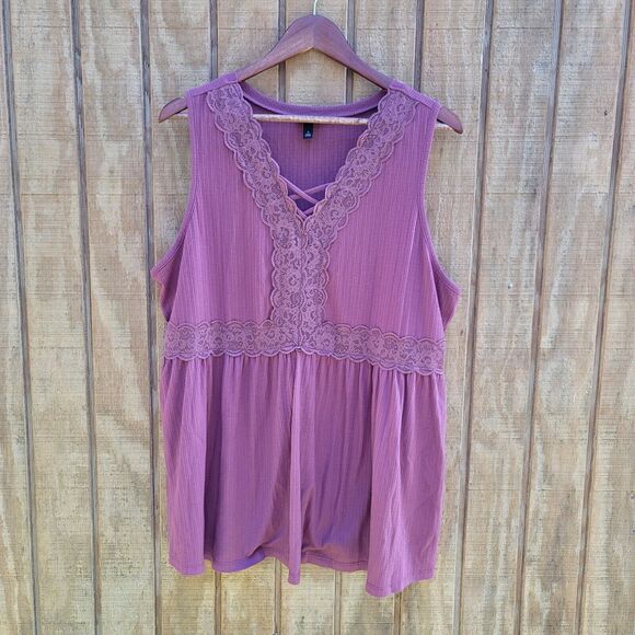 Torrid Lace Trim Dusty Rose Tank Top Womens Torrid Size 3 - Picture 1 of 11